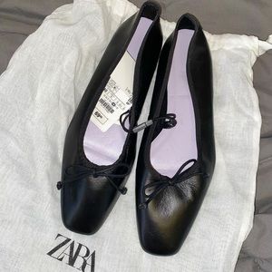 NWT Zara leather ballet flats